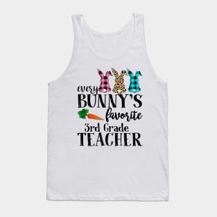 Every Bunny's Favorite 3rd Grade Teacher Leopard Buffalo Bunny Easter Day Tank Top